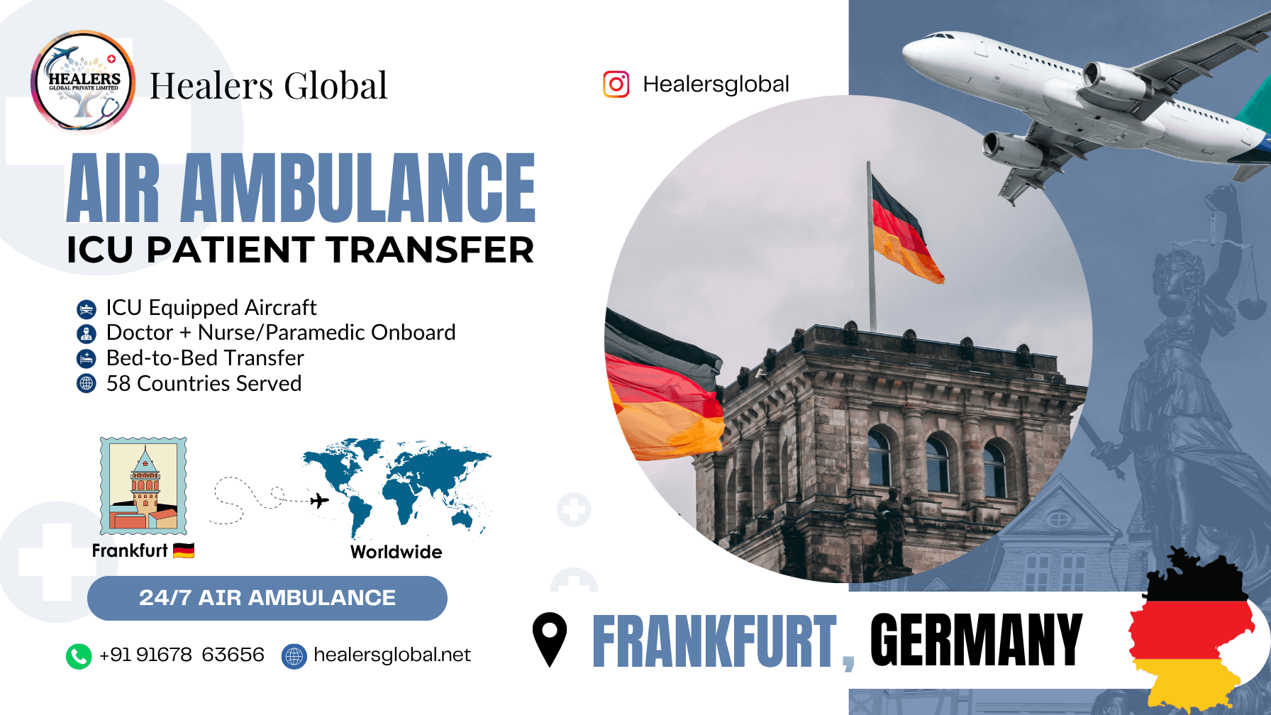 Air Ambulance Service in Frankfurt, Germany