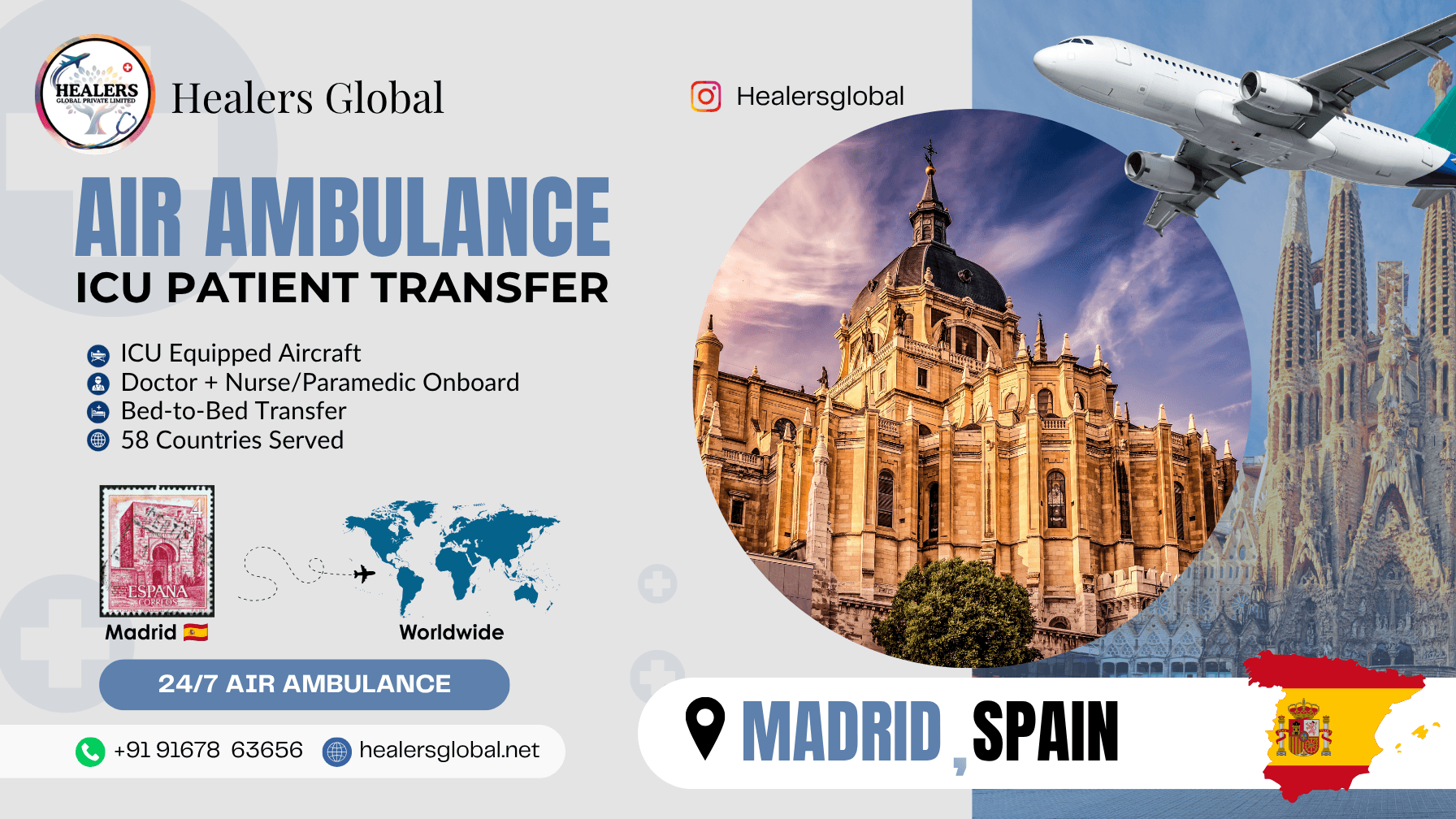 Air Ambulance Service in Madrid, Spain
