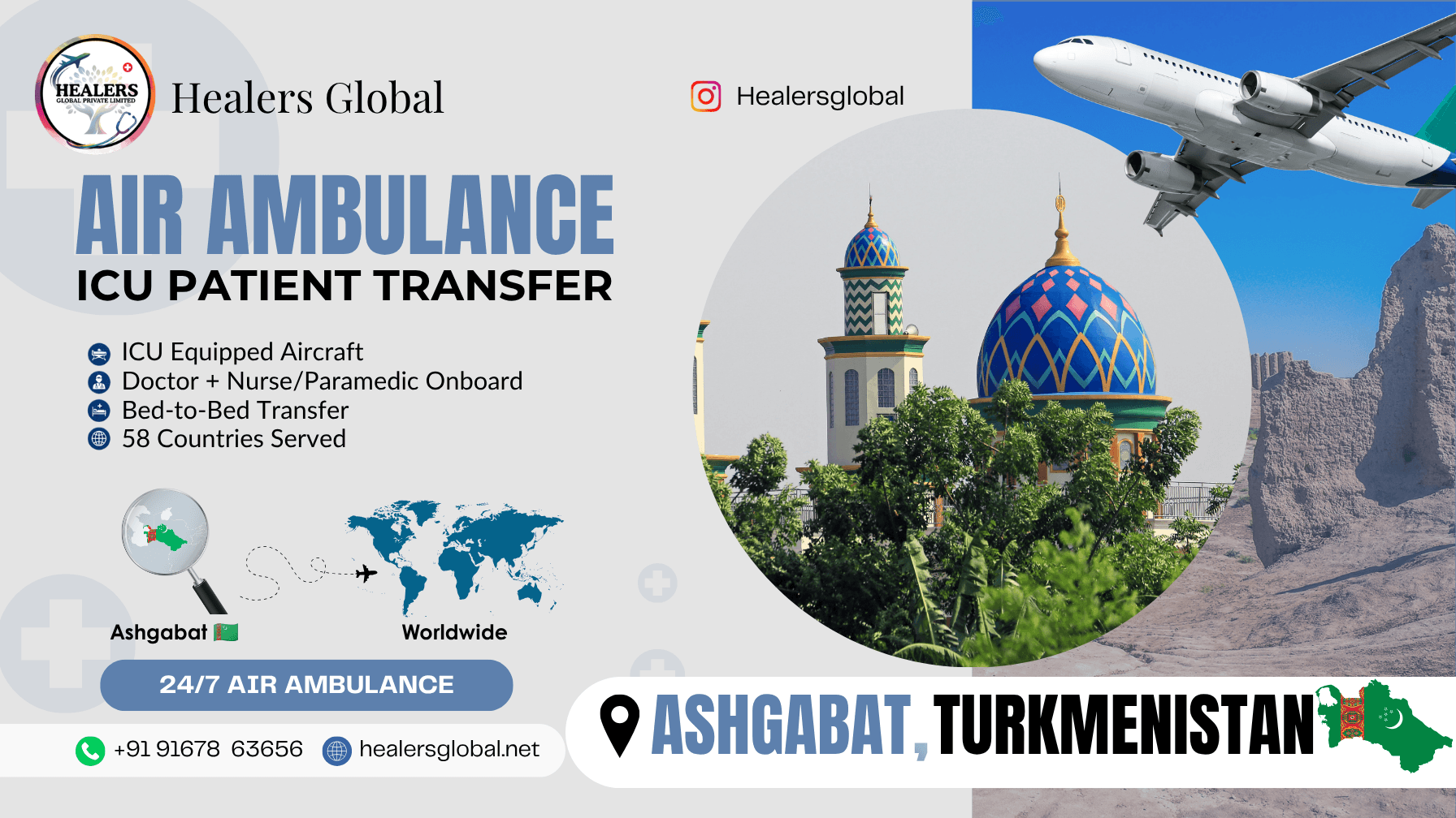 Air Ambulance Service in Ashgabat, Turkmenistan